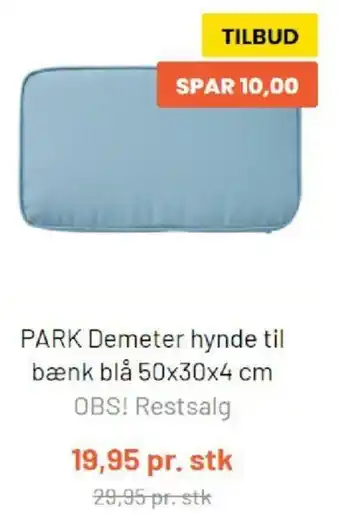 Park Demeter Hynde Til Bænk Blå 50x30x4 cm
