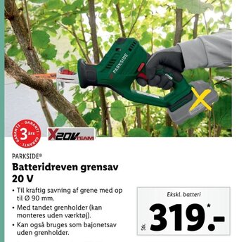 Lidl Batteridreven Grensav 20V tilbud