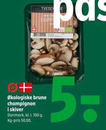 Økologiske brune champignon i skiver