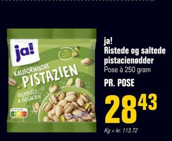 Otto Duborg Ja! ristede og saltede pistacienødder tilbud
