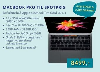 CBC Refurbinshed apple macbook pro (mid-2017) tilbud
