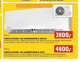jem & fix Ventilations- og varmepumpe s-5225 b tilbud