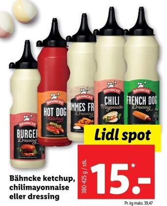 Lidl Bähncke Ketchup, Chilimayonnaise eller Dressing tilbud