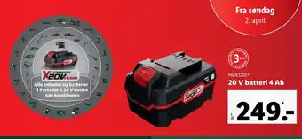 Lidl 20V Batteri 4Ah tilbud