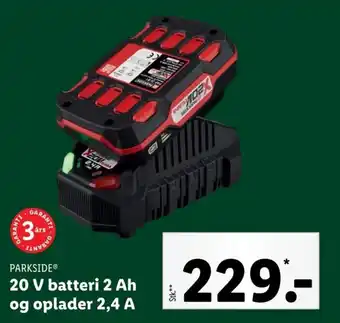 Lidl 20V Batteri 2Ah og Oplader 2.4A tilbud