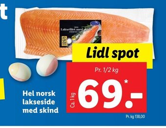 Lidl Hel Norsk Lakseside med Skind tilbud