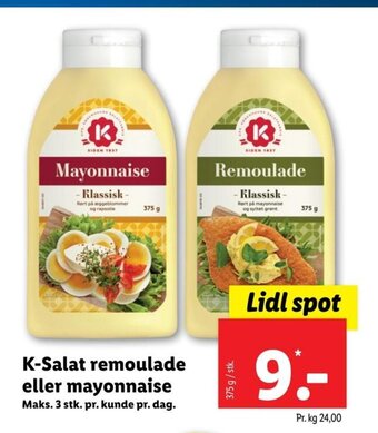 Lidl K-Salat Remoulade eller Mayonnaise tilbud