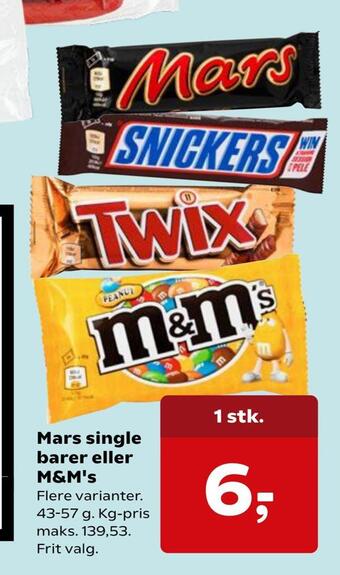 Dagli'Brugsen Mars single barer eller m&m's tilbud