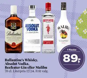 Dagli'Brugsen Ballantine's whisky, absolut vodka, beefeater gin eller malibu tilbud