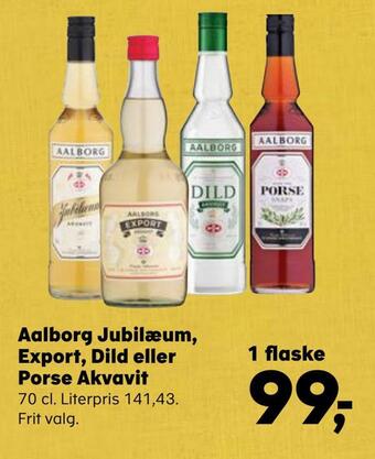 Kvickly Aalborg jubilæum, export, dild eller porse akvavit tilbud