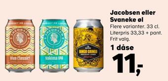 Kvickly Jacobsen eller svaneke øl tilbud