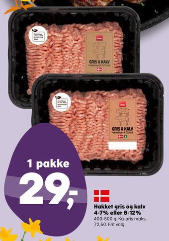 Kvickly Hakket gris og kalv 4-7% eller 8-12% tilbud