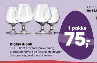 Kvickly Ølglas 4-pak tilbud