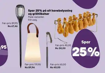 25% på alt havebelysning og grilltilbehør