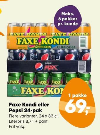 SuperBrugsen Faxe kondi eller pepsi 24-pak tilbud