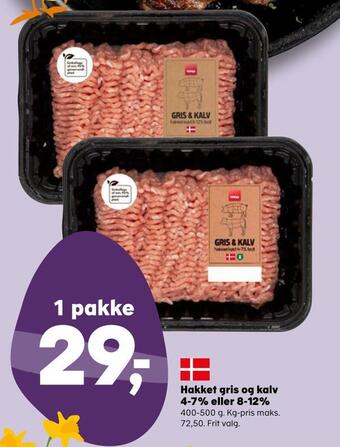 SuperBrugsen Hakket gris og kalv 4-7% eller 8-12% tilbud