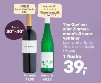 SuperBrugsen The guv'nor eller zimmer mann's grüner veltliner tilbud