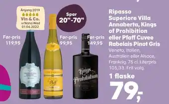 Ripasso superiore villa annaberta, kings of prohibition eller pfaff cuvee rabelais pinot gris