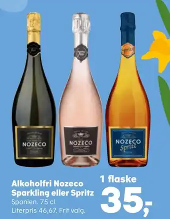 SuperBrugsen Alkoholfri nozeco sparkling eller spritz tilbud