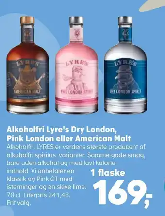 Alkoholfri lyre's dry london, pink london eller american malt
