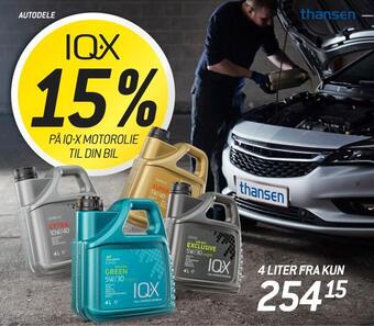 Thansen 15% på iq-x motorolie til din bil tilbud