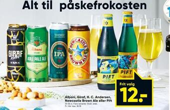 Bilka Albani, giraf, h. c. andersen, newcastle brown ale eller pift tilbud
