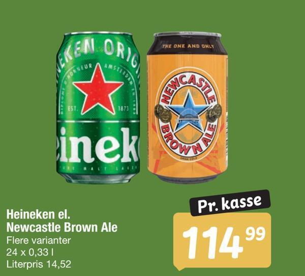 Heineken el. newcastle brown ale tilbud hos Fakta Tyskland