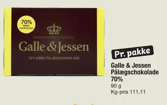 Fakta Tyskland Galle & jessen pålægschokolade 70% tilbud