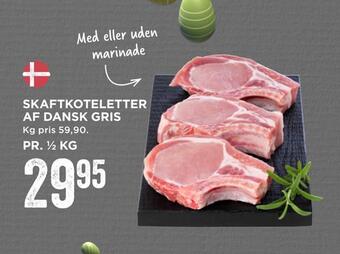 Skaftkoteletter af dansk gris
