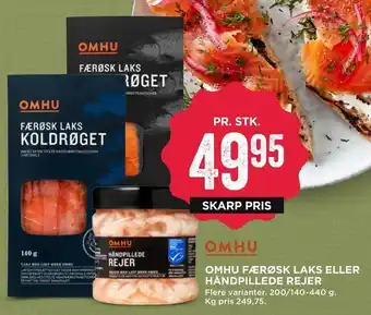 MENY Omhu færøsk laks eller håndpillede rejer tilbud