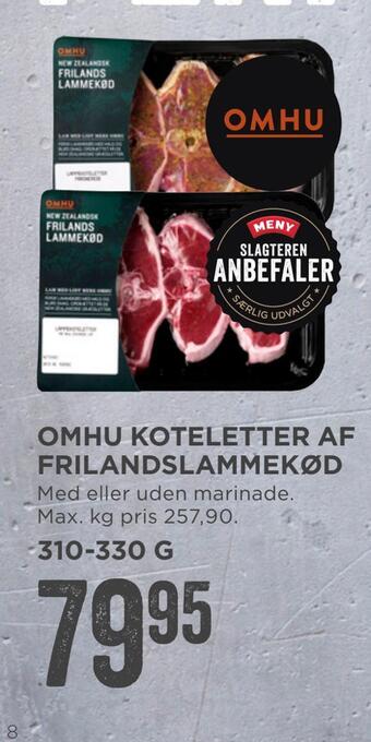 MENY Omhu koteletter af frilandslammekød tilbud