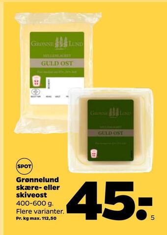 Netto Grønnelund skære- eller skiveost tilbud