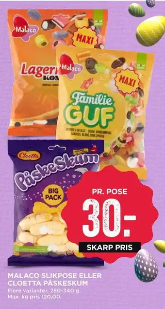Malaco slikpose eller cloetta påskeskum