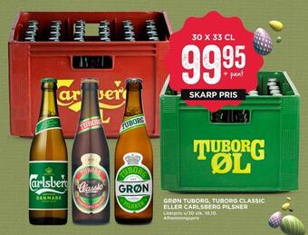 MENY Grøn tuborg, tuborg classic eller carlsberg pilsner tilbud