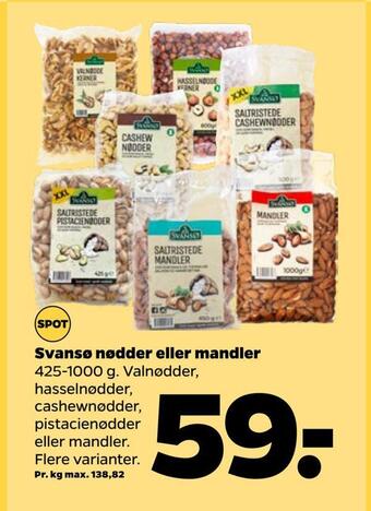 Netto Svansø nødder eller mandler tilbud