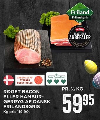 MENY Røget bacon eller hamburgerryg af dansk frilandsgris tilbud