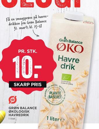 MENY Grøn balance økologisk havredrik tilbud