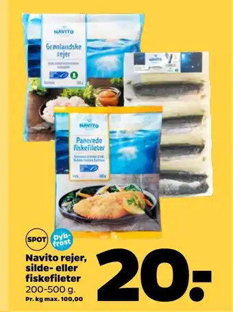 Netto Navito rejer, silde eller fiskefileter tilbud