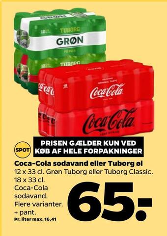 Netto Coca-cola sodavand eller tuborg øl tilbud