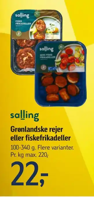 Føtex Grønlandske rejer eller fiskefrikadeller tilbud