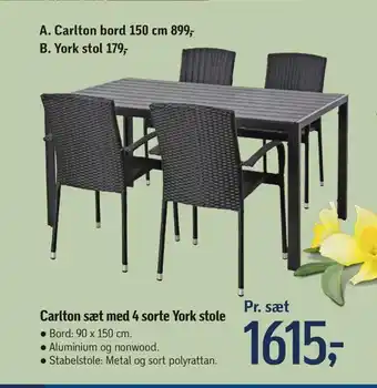 Føtex Carlton sæt med 4 sorte york stole tilbud