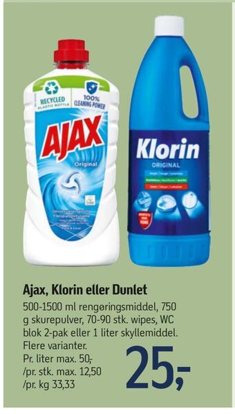 Ajax, klorin eller dunlet