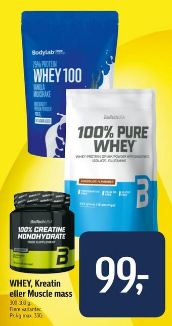 Føtex Whey, kreatin eller muscle mass tilbud