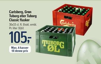 Føtex Carlsberg, grøn tuborg eller tuborg classic flasker tilbud