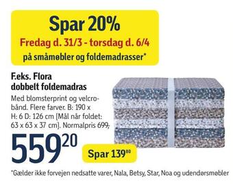 Føtex Flora dobbelt foldemadras tilbud
