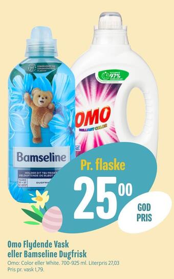 Min Købmand Omo flydende vask eller bamseline dugfrisk tilbud