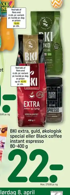Bki extra, guld, økologisk special eller black coffee instant espresso