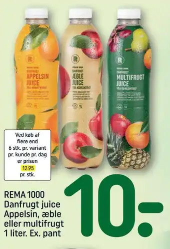 REMA 1000 Rema 1000 danfrugt juice appelsin, æble eller multifrugt tilbud