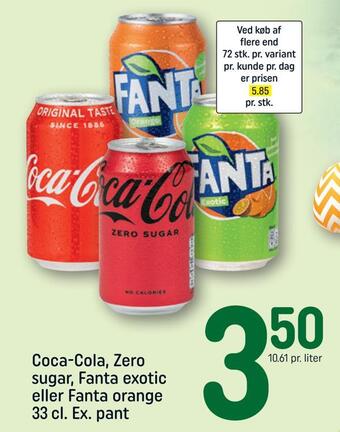 REMA 1000 Coca-cola, zero sugar, fanta exotic eller fanta orange 33 cl. ex. pant tilbud