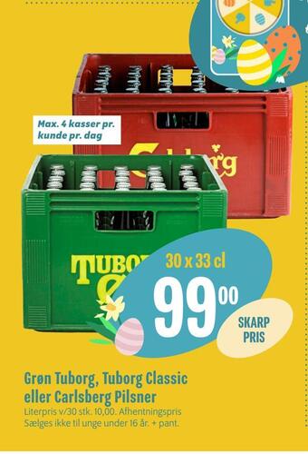 Min Købmand Grøn tuborg, tuborg classic eller carlsberg pilsner tilbud